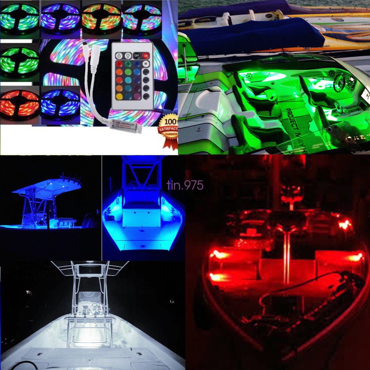 Boat Accent Light Waterproof LED Lighting Strip 16ft 300LED RGB 24KEY IR Remote