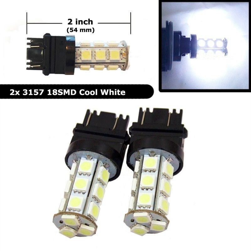 2pc 6K HID White 18-SMD LED Daytime Running Light Bulbs 3156 3157 3757 4114 4157