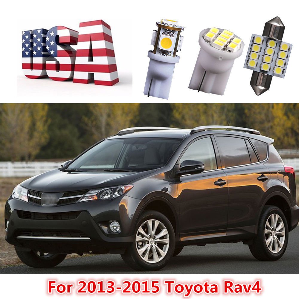 11Pcs White LED Dome Lights Interior Package Deal Kit For 2013 14 15 Toyota Rav4