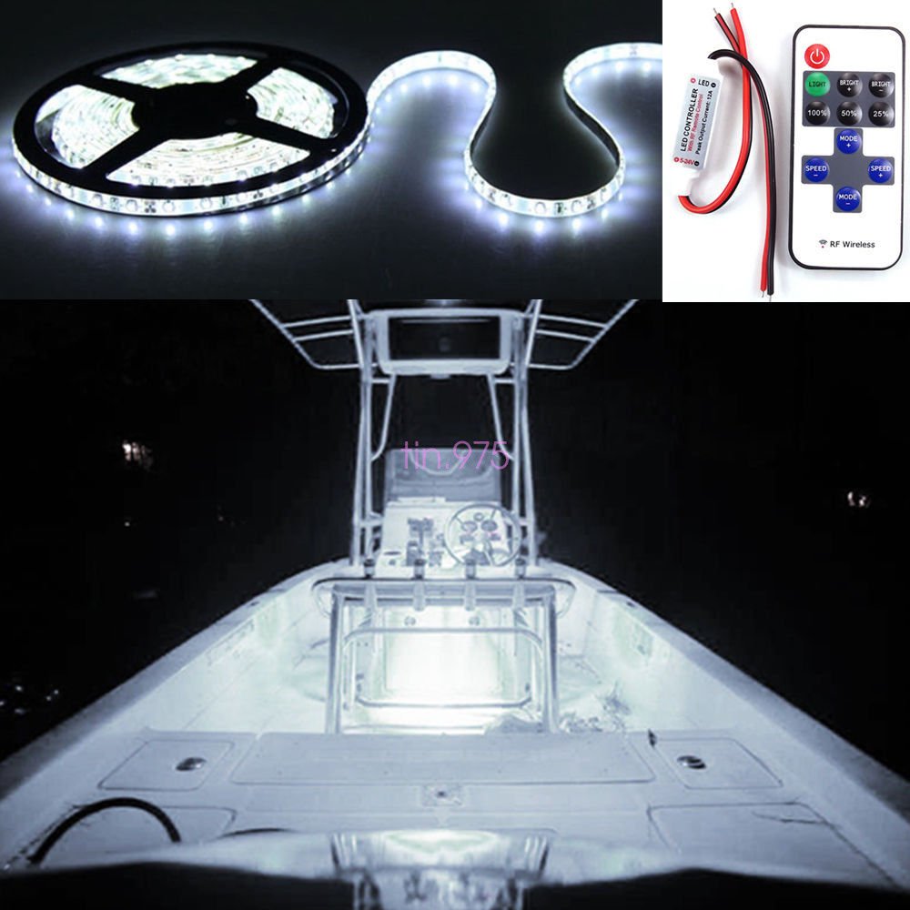 White Wireless Waterproof LED Strip Light 16ft For Boat / Truck / Car/ Suv / Rv
