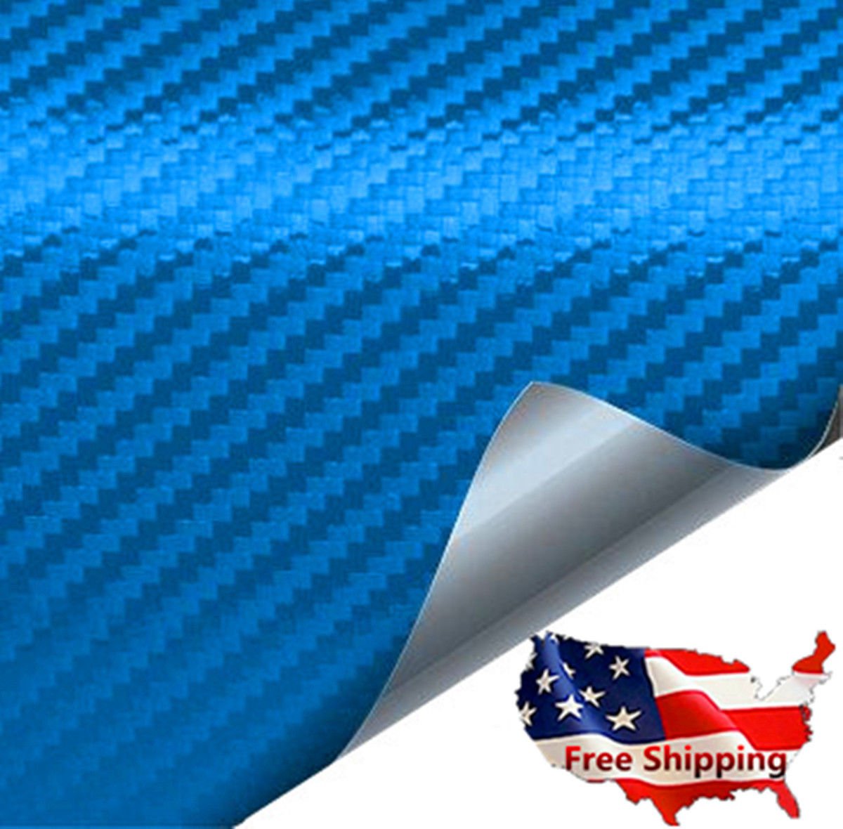 5D Ultra Gloss Glossy Blue Carbon Fiber Vinyl Wrap Sticker Decal 12x60" US Ship
