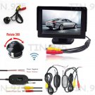 4.3" LCD Monitor Car Rear View Reverse Backup 360° Rotatable Camera Wireless Kit