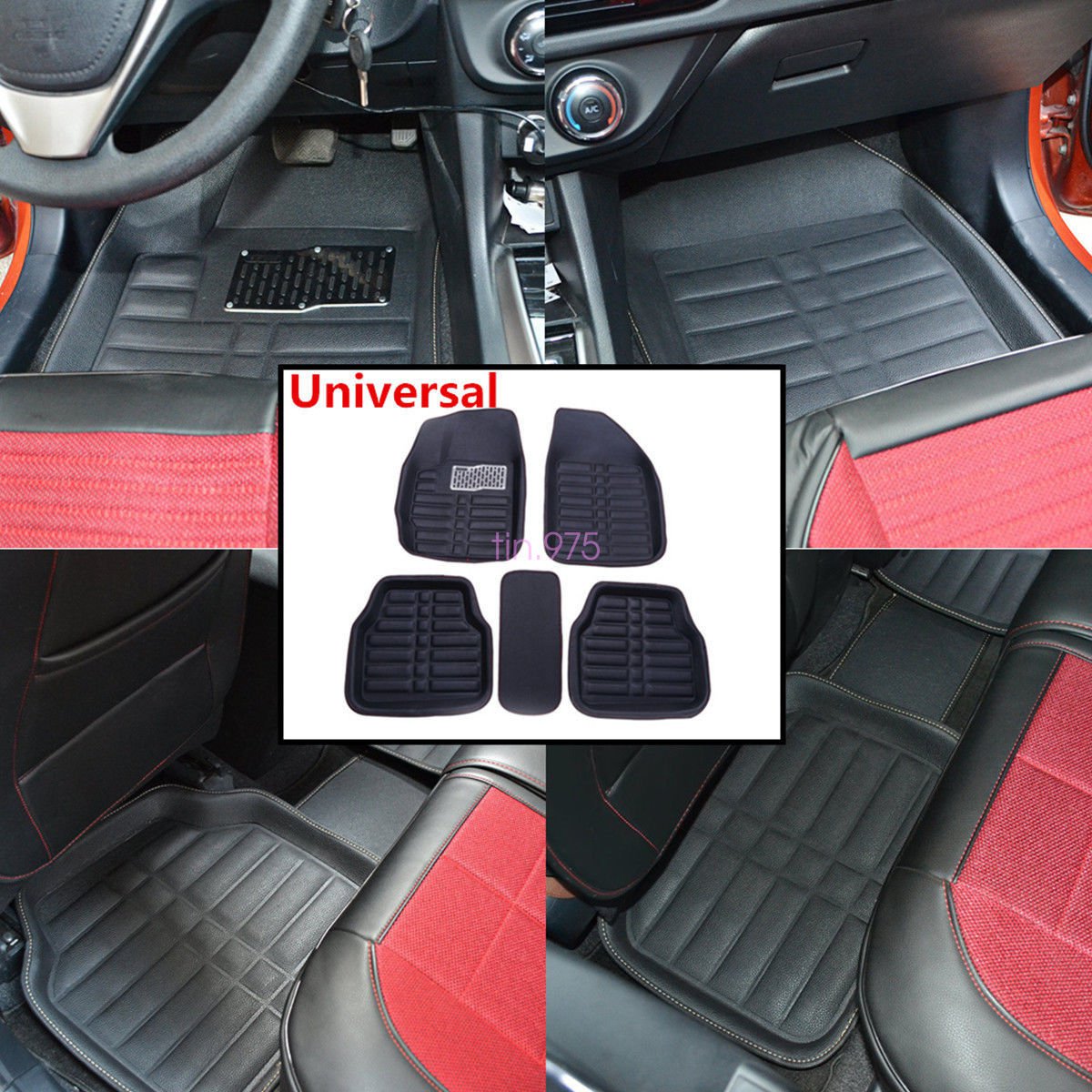 5XPU Leather Car Floor Mats Front Rear in Black All Weather Interior Mat Carpets