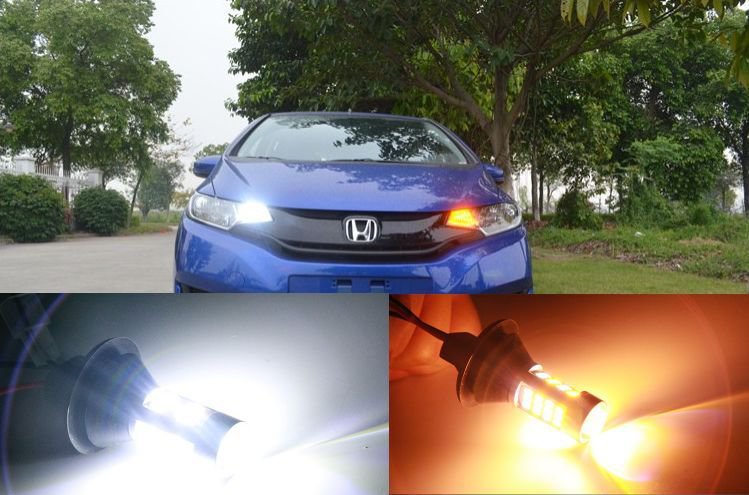2PCS 7440 Dual-Color Switchback DRL Turn Signals LED Bulbs W/ Load Resistor Set
