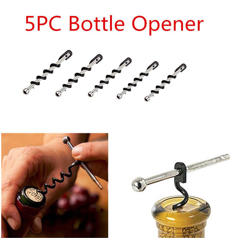 5PC Mini Outdoor Stainless Steel Corkscrew Red Wine Bottle Opener Gift