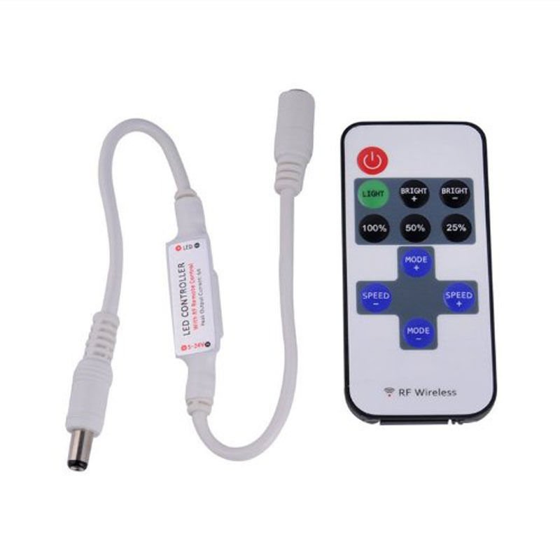 DC 5-24V 11 Keys Inline RF Remote Control Dimmer Switch for LED Strip Light