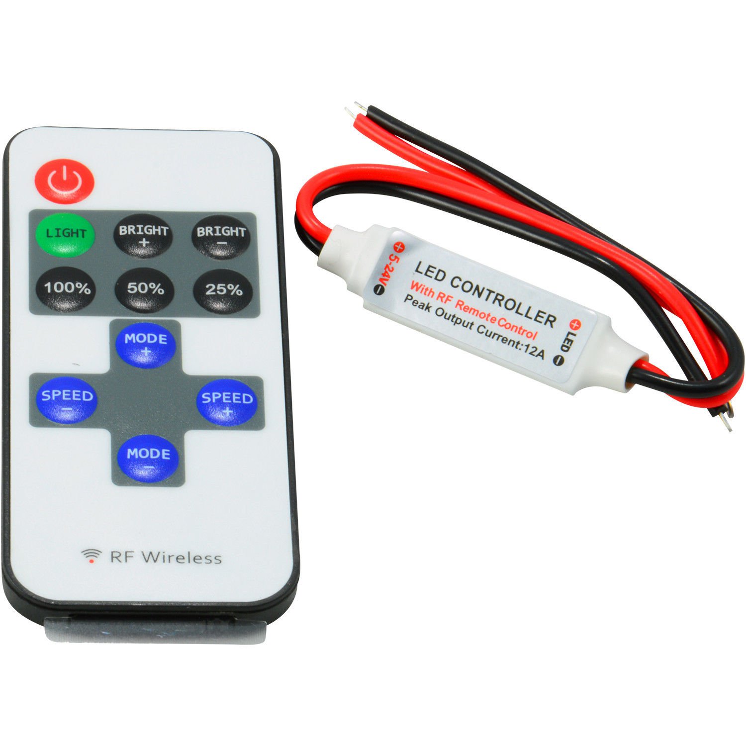 12V Mini Controller Inline Dimmer with RF Wireless Remote for LED Strip Light