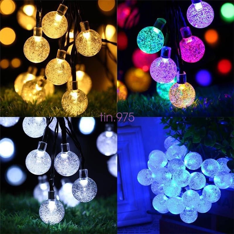 SOLAR Garden LIGHTS STRING FAIRY 30 LED Globe Ball WEATHERPROOF 4 COLORS