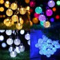 ONE SET SOLAR Garden LIGHTS STRING FAIRY 30 LED Globe Ball WEATHERPROOF 4 COLORS