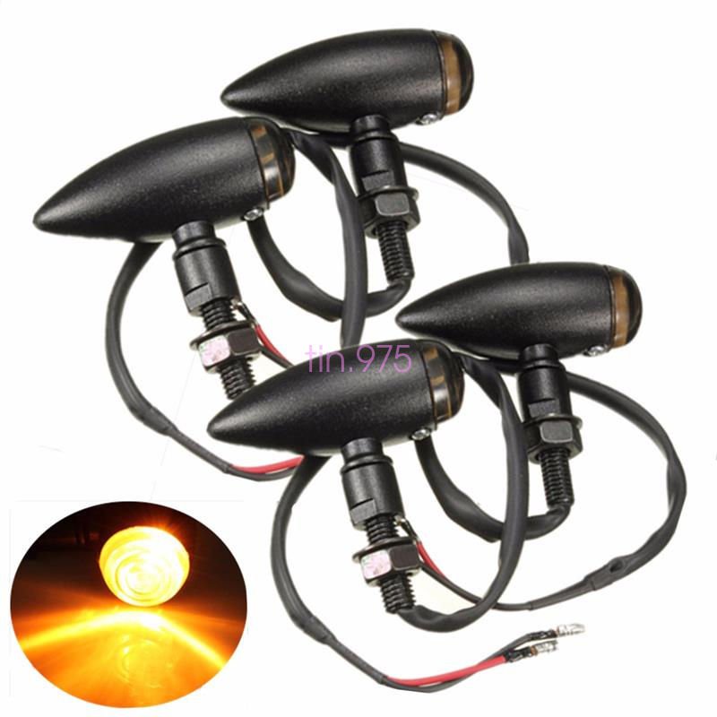 4x Motorcycle Bullet Turn Signal Light Indicator For Harley Bobber Cafe Racer