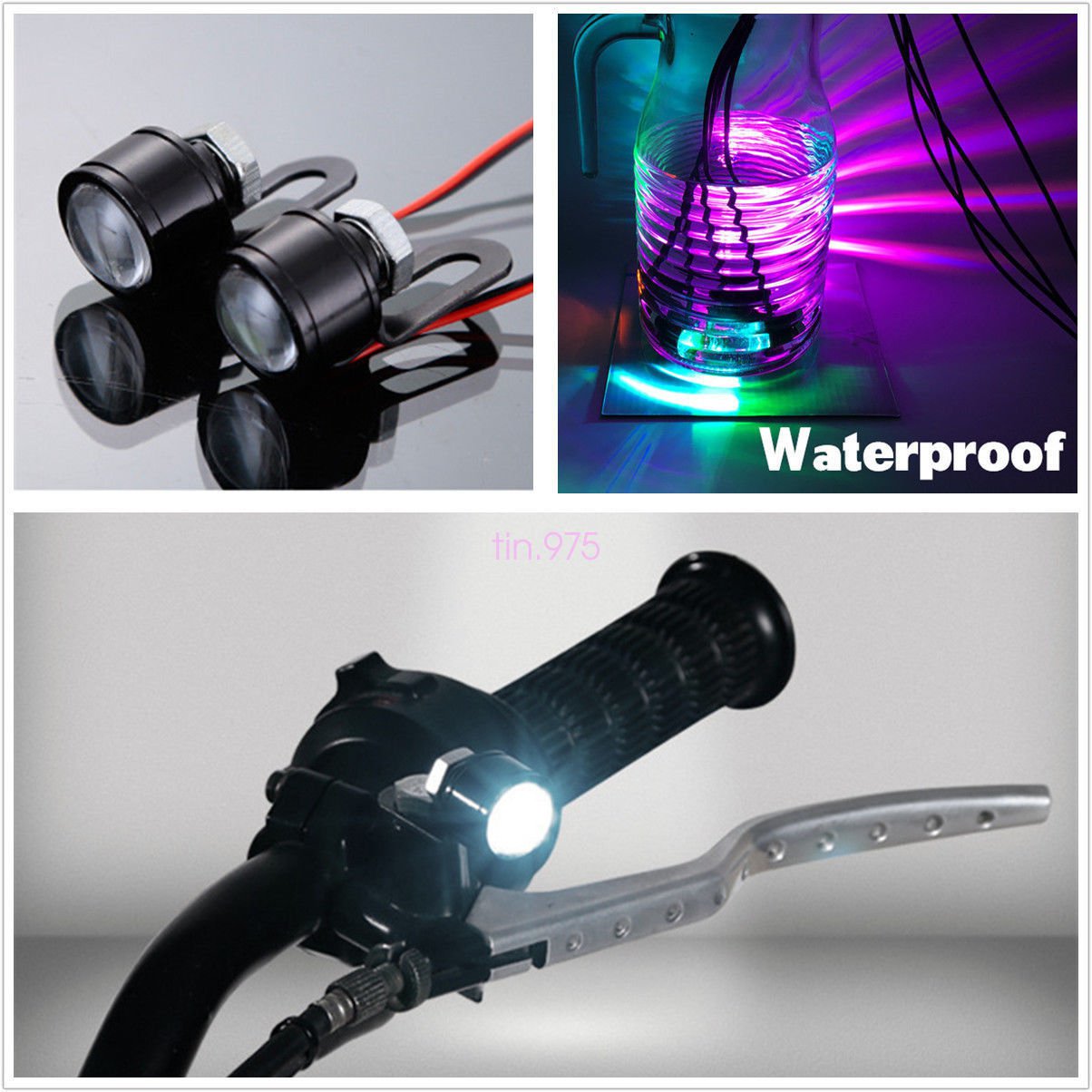 2Pcs Handlebar Spotlight LED Motorcycle Headlight Daytime Light Driving Fog Lamp