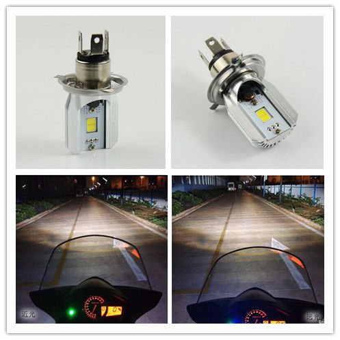 6W 6500K COB LED H4 Motorcycle Moped Hi/Low Lamp Headlight Bulb For Harley Moto