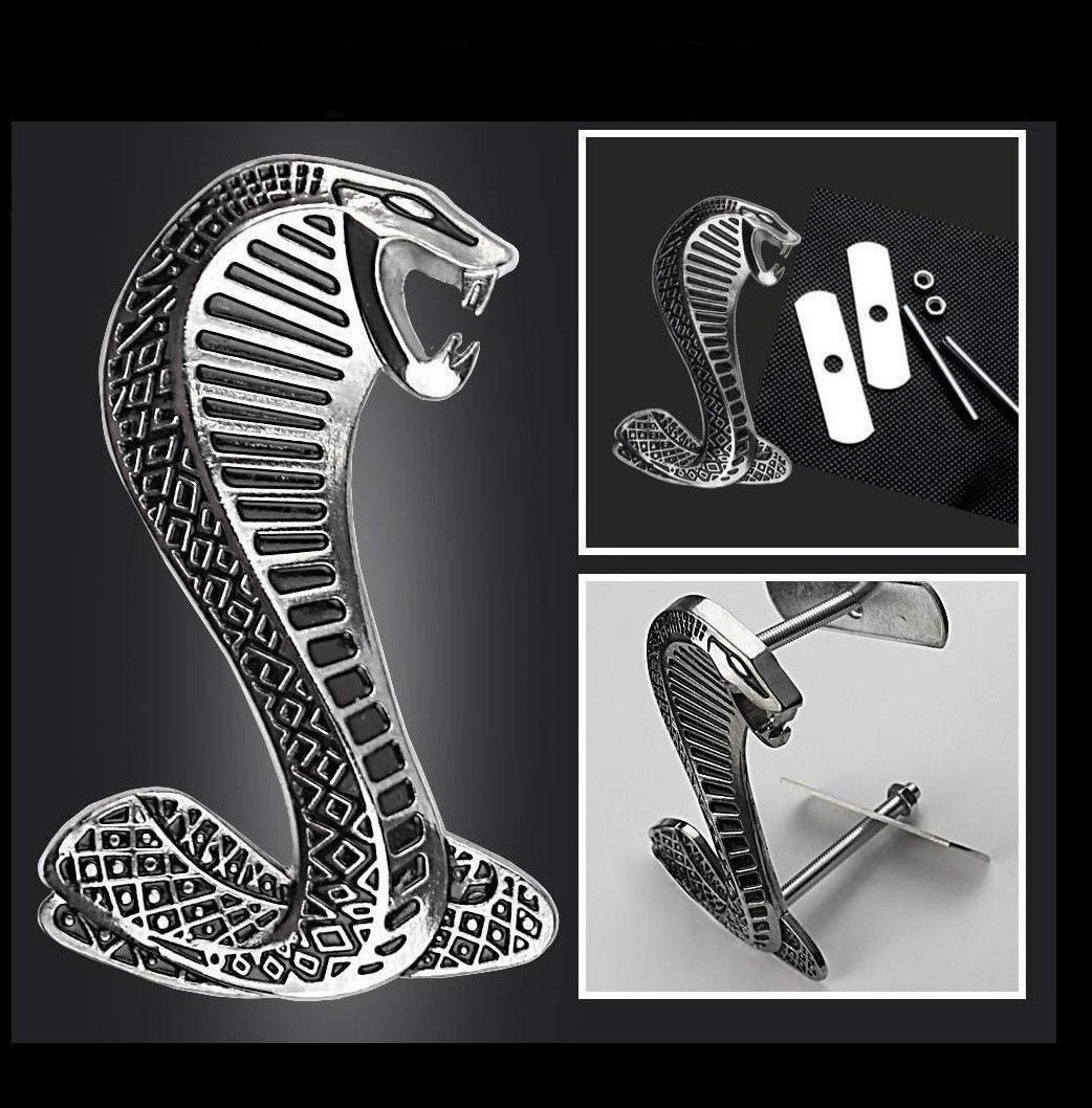 FOR CAR FORD MUSTANG COBRA SNAKE SHELBY SUPER HOOD BUMPER GRILL BADGE BLACK