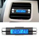 2in1 LED Digital Car Air Vent Clock Thermometer Temperature Auto LCD Backlight