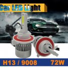 H13 9008 LED Headlight Conversion Kit 72w 7200LM COB 6000K White Light Bulbs