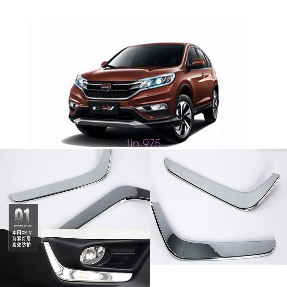 Chrome ABS Front Fog Lamp Eyelid Trim Cover 2pcs For Honda CR-V CRV 2017 2018