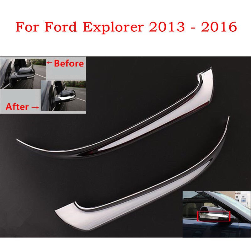 2x Autos Rear View Mirror ABS Chrome Trim Cover Fit For Ford Explorer 2013 2017