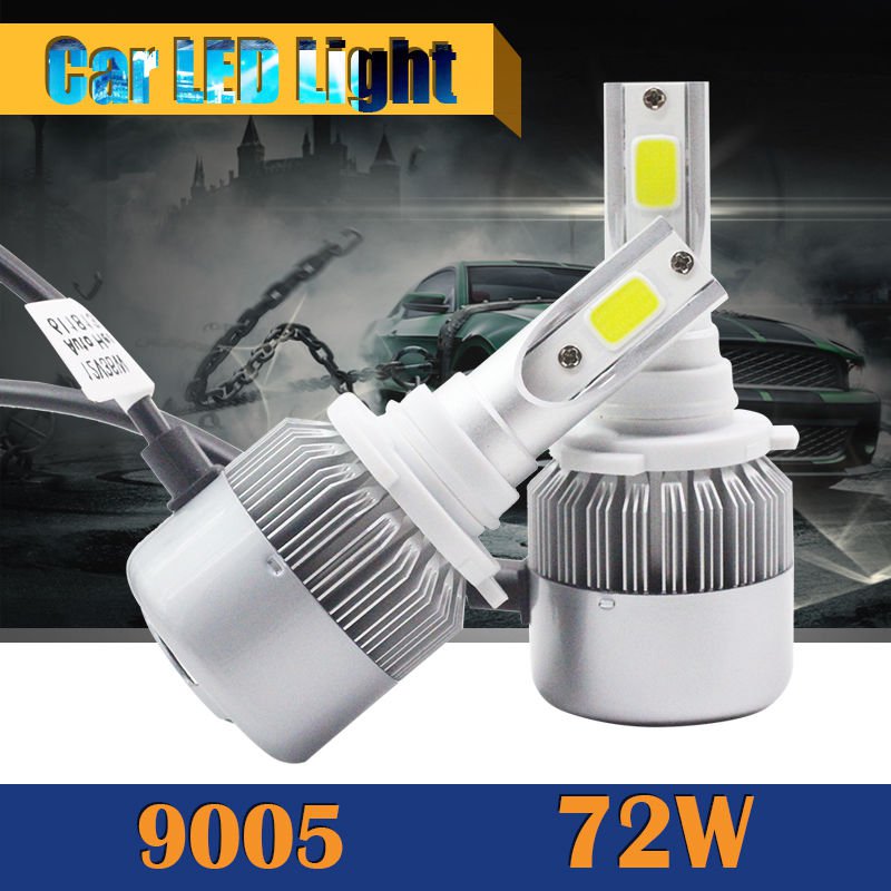 72W 7200LM 9005 HB3 COB LED Light Headlight Kit Car Conversion Bulbs 6000k White