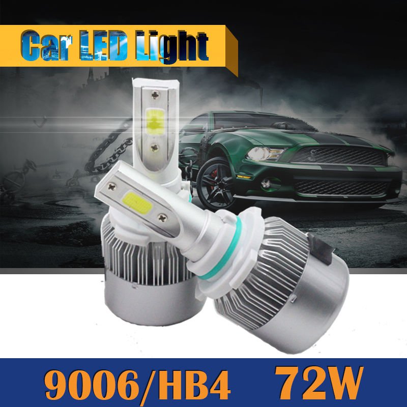 72w 7200LM COB 9006 HB4 Car LED Headlight Bulb 6000K White Light Conversion Kit