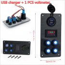 Boat Marine Car On-Off LED Rocker Switch Panel Dual USB Charger Voltmeter Gauge