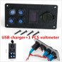 Boat Marine Car On-Off LED Rocker Switch Panel Dual USB Charger Voltmeter Gauge