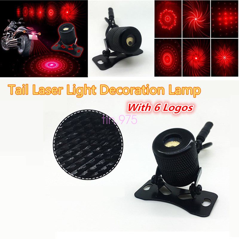 Moto Car Universal Tail Decoration Laser Lamp Warning Light With 6 Logos For BMW