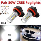 Pair H11 H8 80W Cree LED Fog Light Bulbs + Error Free Bypass Decoders Wire F BMW