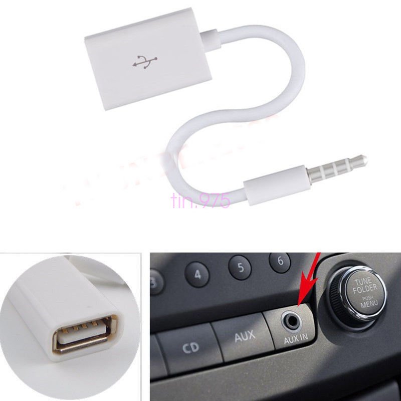 10x Car SUV MP3 3.5mm Male AUX Audio Plug Jack To USB 2.0 Female Converter Cable