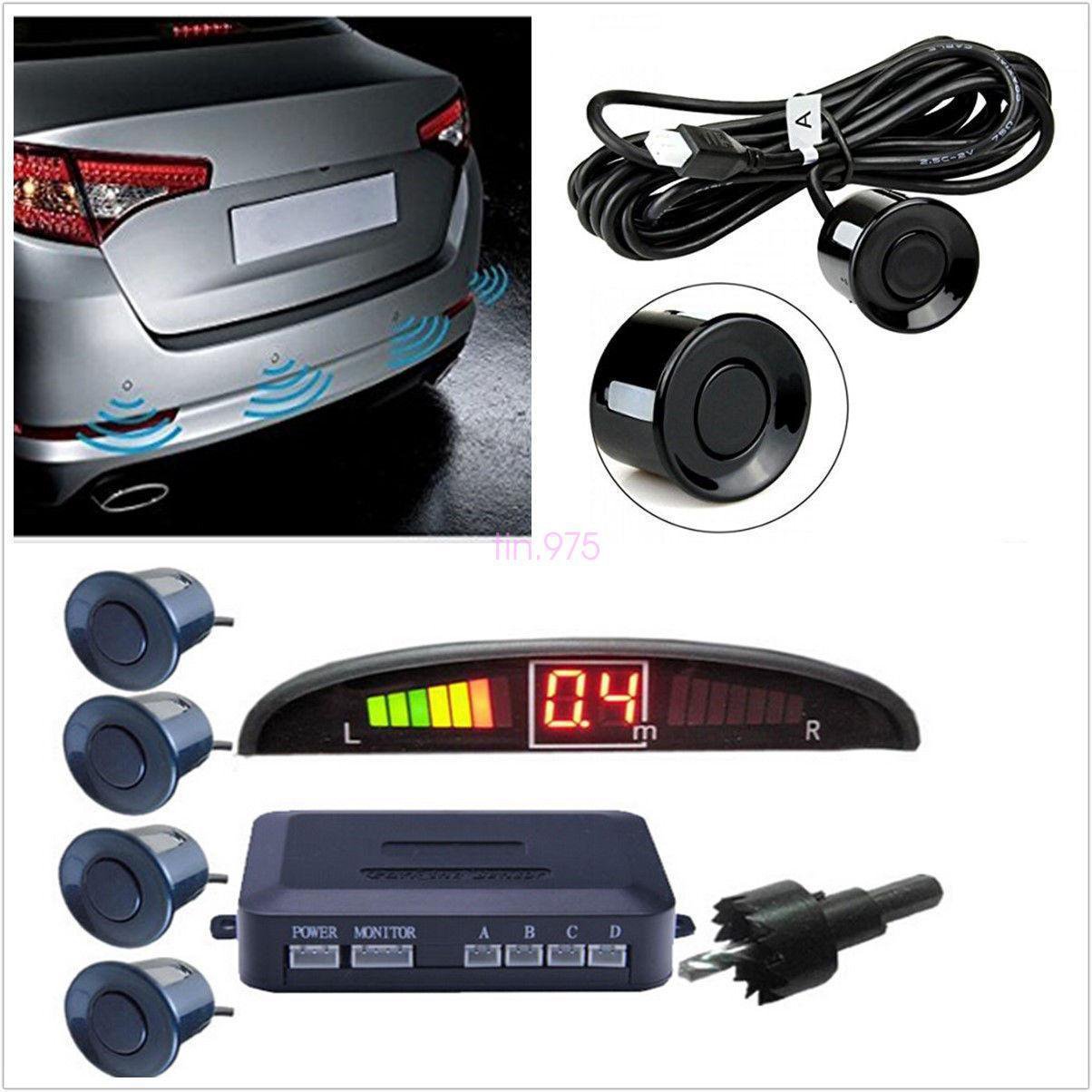 Autos 4 Sensors Buzzer Radar LED Display Audio Alarm Reverse Parking Parktronic
