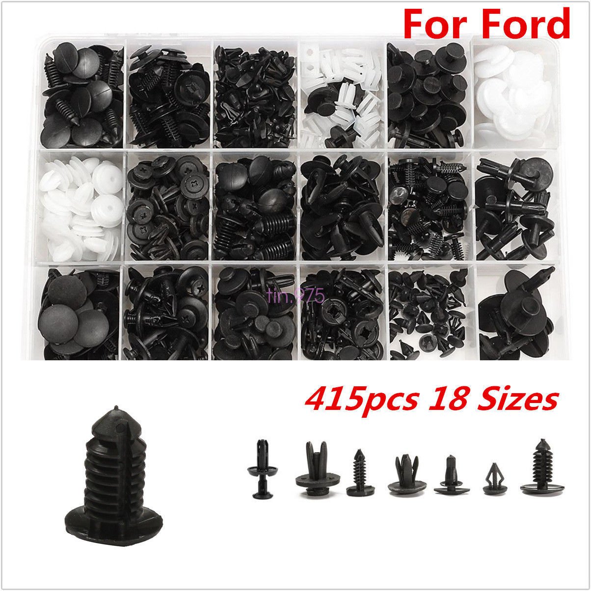 415pcs 18 Sizes Interior Door Trim Plastic Panel Retainers Clips for Ford