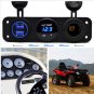 Dual USB Charger + Voltmeter+ 12V Socket + 3 Hole Panel Marine Car Boat Blue LED