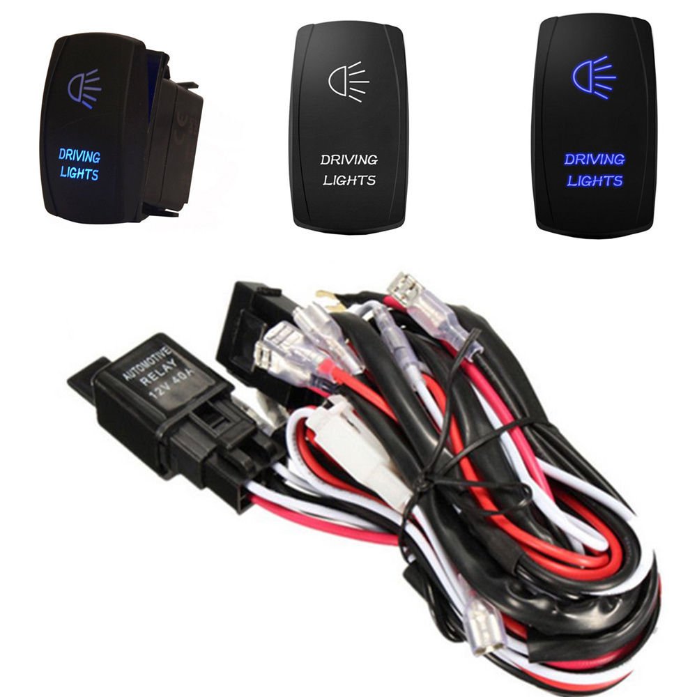 Car DIY 40A DRIVING LIGHTS Wiring Harness Relay& ON/OFF Switch Control Offroad