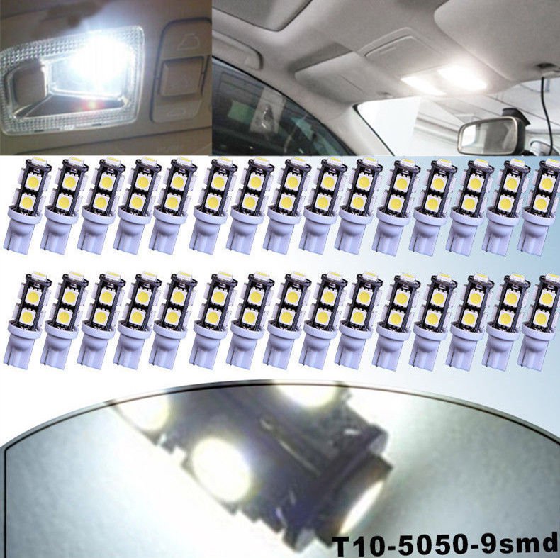 30PC White T10 168 194 High Power 9 SMD LED Parking Turn Signal Blinker Lights