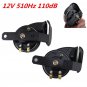 2x Universal 12V 510Hz Auto Car Truck 110DB Loud Snail Air Horn Siren Waterproof
