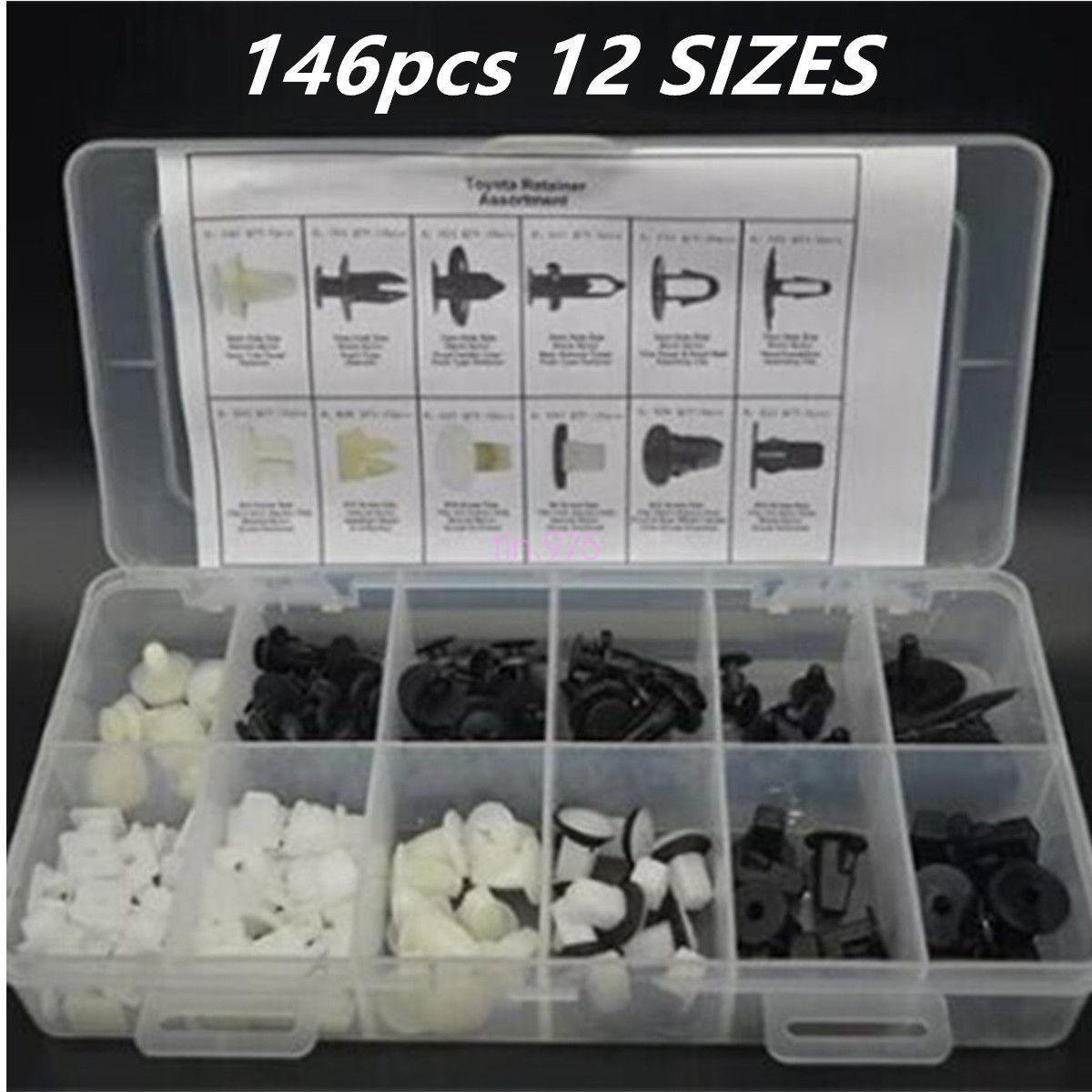 146 Pcs/set Plastic Fender Liner Fastener Rivet Push Clips Retainer For Toyota
