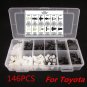146 Pcs/set Plastic Fender Liner Fastener Rivet Push Clips Retainer For Toyota