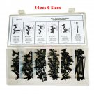 54pcs 6Size Car Body Wiring Harness Fastener Routing Clips Convoluted Assortment