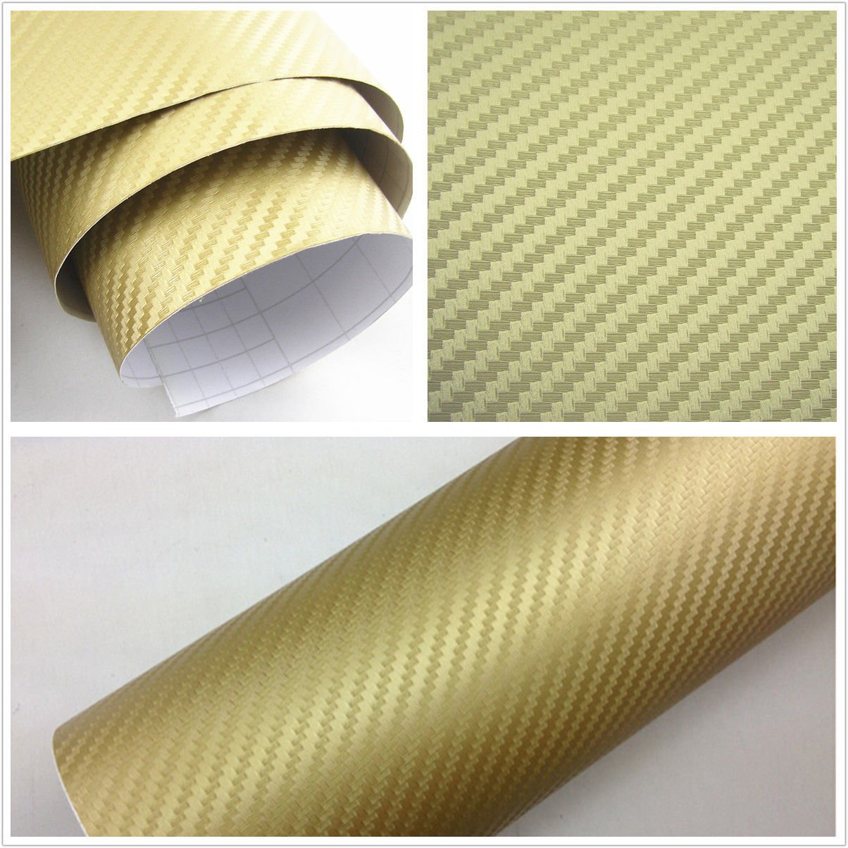 Car SUV Interior Accessorie Panel 20"x 50" GOLDEN Carbon Fiber Vinyl Wrap Sticke