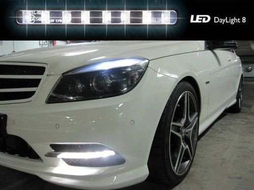 2 Pcs 8 LED White Driving Fog Lamp DRL Daytime Running Lights For Mercedes-Benz