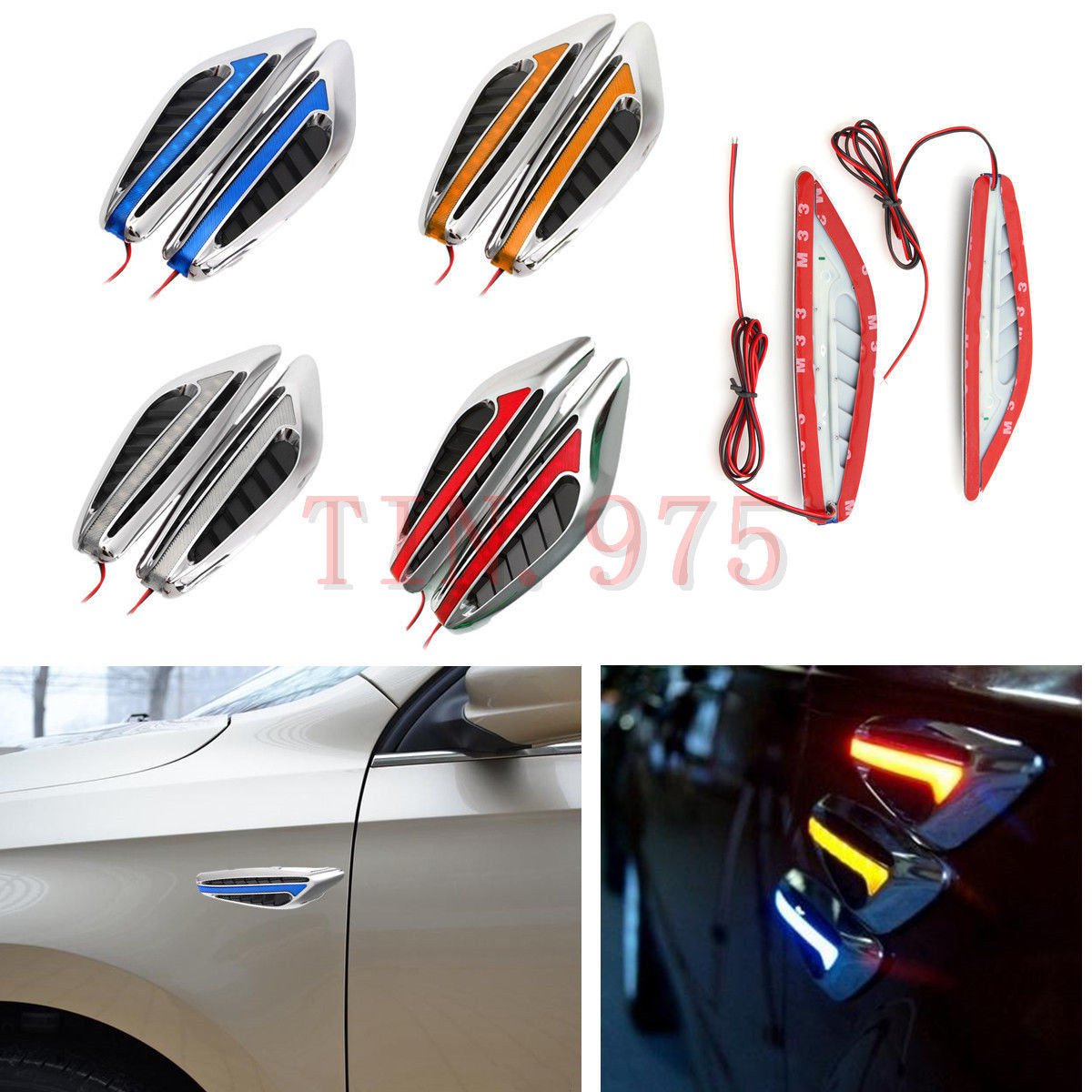 2X Amber Steering Fender Side Auto Car LED Side Lights Chroming Turn signal Lamp