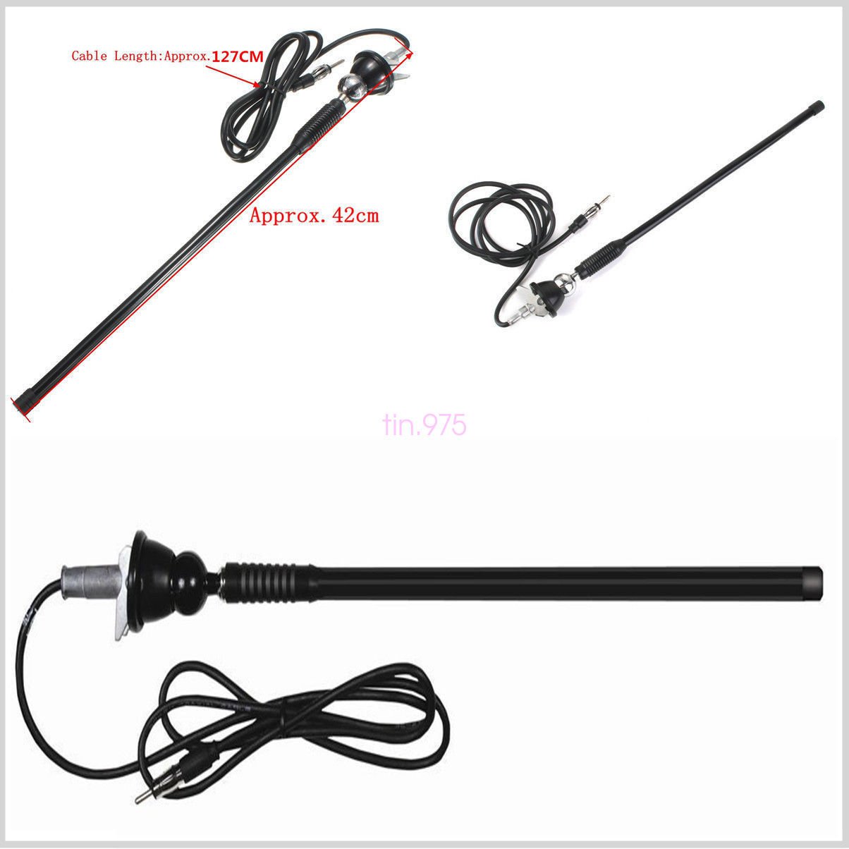 16" Professional Mount Swivel Base Car SUV AM/FM Radio Amplified Antenna Aerial