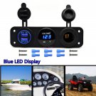 12V Dual USB Charger Socket & LED Voltmeter 3 Hole Panel Outlet Car Boat Marine