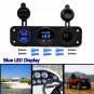 12V Dual USB Charger Socket & LED Voltmeter 3 Hole Panel Outlet Car Boat Marine