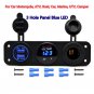 12V Dual USB Charger Socket & LED Voltmeter 3 Hole Panel Outlet Car Boat Marine