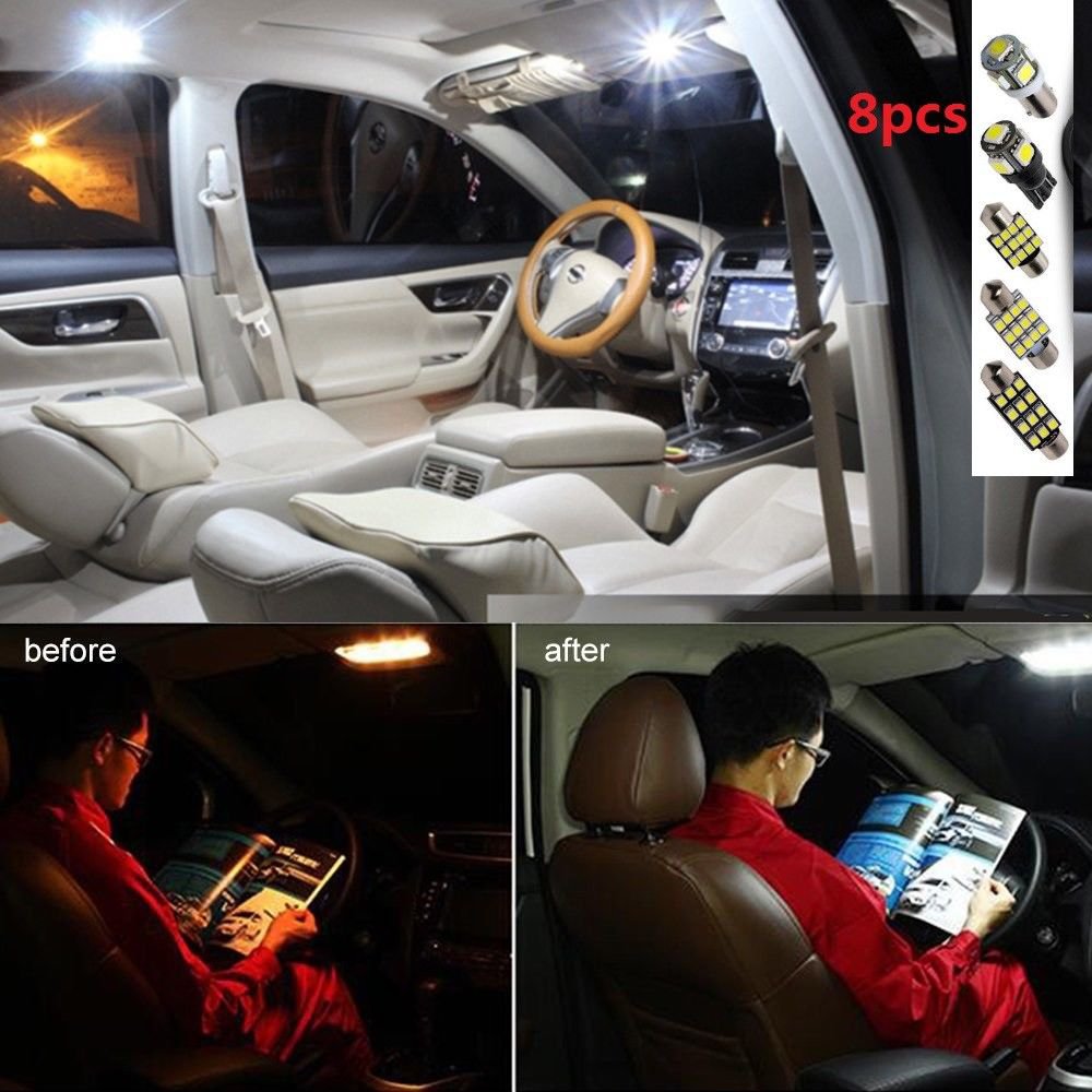 8x White Interior LED Bulbs Lights Lamp Reading Package Kit For 2010-16 Kia Soul