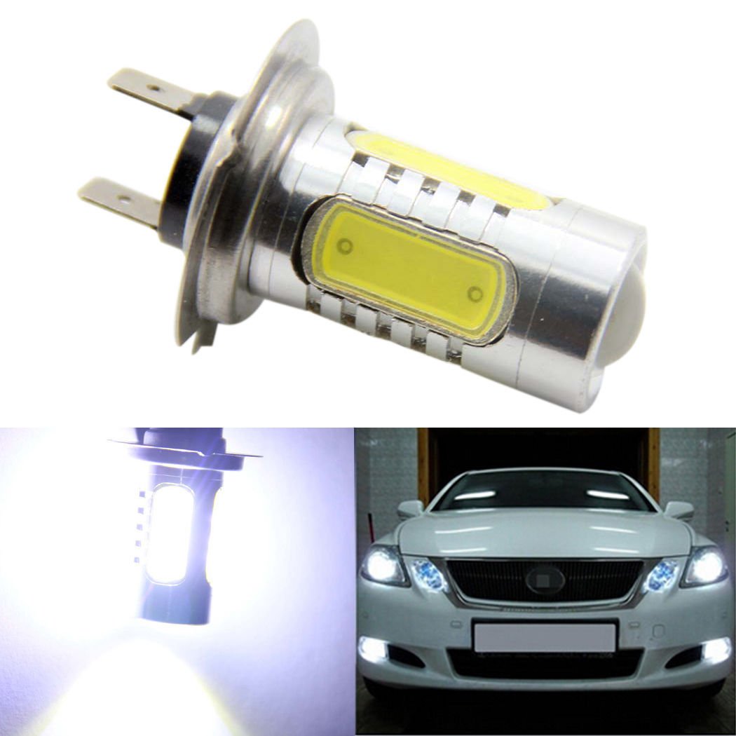 2X White H7 High Power 7.5W COB LED Bulbs Fog/Driving DRL Head Light Projection