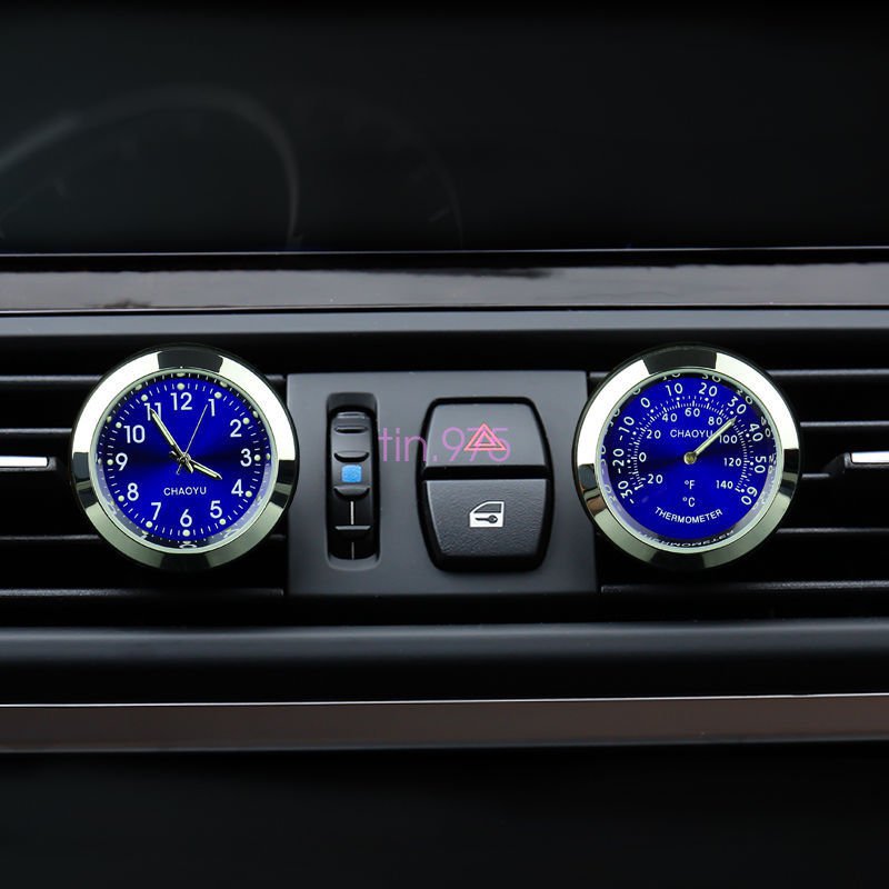Car Offroad A/C Vent Clip Mount Clock Watch & Thermometer Perfume Refill Storage