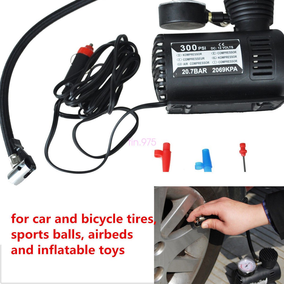 New 300 PSI Mini Air Compressor 12V Car Auto Portable Pump Tire Inflator w/gauge