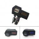 Waterproof Motorcycle 3.1A GPS Dual USB Power Socket Charger + Red LED Voltmeter