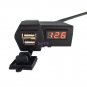 Waterproof Motorcycle 3.1A GPS Dual USB Power Socket Charger + Red LED Voltmeter